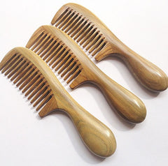 Handicraft Wooden Round Handle Sandal Hair Comb Anti-Static