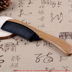 Diaphanous Natural Ox Horn Green Comb With Handle