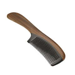 Diaphanous Natural Ox Horn Green Comb With Handle