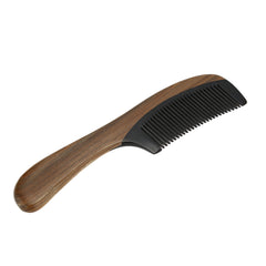 Diaphanous Natural Ox Horn Green Comb With Handle