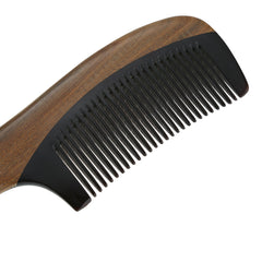 Diaphanous Natural Ox Horn Green Comb With Handle